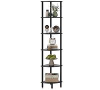 IBUYKE 6 Tier Corner Shelf Stand,Industrial Corner Display Rack,Corner Bookshelf for Living Room, Bedroom, Kitchen, Home Office, Black WBC011B