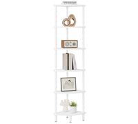 IBUYKE 6-Tier Corner Shelf,Stylish Corner Bookshelf for Small Spaces,Industrial Corner Storage Display Shelves,Small Corner Table for Bedroom,Bathroom,Kitchen, White WBC021W