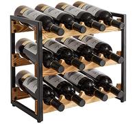 IBUYKE Botellero Vino Madera a 3 Niveles,Vinoteca 12 Botellas,TMJ904H | Botellero Apilable Organizador de Almacenamiento de encimera Botelleros para Cocina Bar Cellar