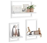 IBUYKE Estantería flotante de pared, juego de 3 estantes de pared, estantes colgantes para almacenamiento de pared, estantes de exhibición, estantería cuadrada para sala de estar, oficina, dormitorio