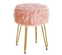 IBUYKE Faux Fur Vanity Stool, Silla de Maquillaje, Rosa WBD021P