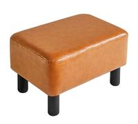 IBUYKE Pequeño reposapiés rectangular de 42 cm (16.54") en piel sintética para salón, dormitorio y hogar moderno, con asiento acolchado y patas de pino, naranja, RF-BD217
