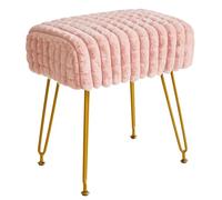 IBUYKE Taburete Rectangular Osman, Mesa Lateral del Taburete de la cómoda de Maquillaje, Asiento de la cómoda de Terciopelo, Silla de Taburete, piernas de Acero Dorado, Rosa WBD003P