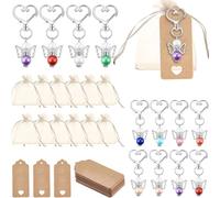 IBXWMNG 12 Set Llaveros de Ángel con Bolsas, Regalo de Organza y Etiquetas de Agradecimiento, Recuerdo para Bautizos Regalo Detalles para Invitados de Boda, Cumpleaños, Fiesta, Bautismo(Estilo 2)