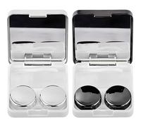 IBXWMNG 2 Piezas Kit de viaje para lentes de contacto lavadora, estuche portátil para lentes de contacto con pinzas, herramienta removedora y botella de solución para uso diario al(Negro, plateado)