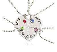 IBXWMNG Collares de amistad para siempre BFF, 4 piezas de regalo de cumpleaños para niñas con colgantes de cadena en plata Demuestra tu amistad con estos encantadores collares