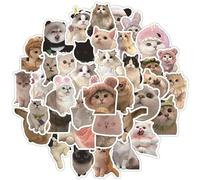 IBXWMNG Conjunto de 60 Adhesivos de Gato, Vinilos Impermeables Divertidos para Amantes de los Gatos - Ideal para Botellas, Álbumes de Recortes y Teléfonos (Forma de Gato)