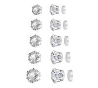 IBXWMNG Pack de 10 Pendientes Magnéticos de Acero Inoxidable Hombre Mujer Circonita Brillante Pendientes de Diamantes Falsos Magnéticos Sin Agujero 4mm-8mm Joyería Regalo