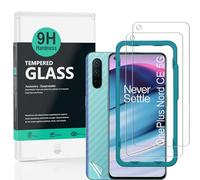 Ibywind 2 Piezas Cristal Templado para Oneplus Nord CE 5G,con Atrás Pegatina Protectora Fibra de Carbono, Kit de instalación fácil