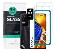 Ibywind 2 Piezas Protector de pantalla compatible con POCO F4 5G 6,67 pulgadas, con 1 pieza Protector Camara,1 pieza de película de fibra de carbono trasera, sin burbujas