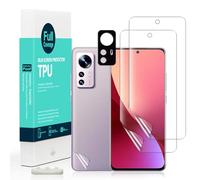 Ibywind [2 Piezas, Protector de Pantalla para Xiaomi 12 Pro 5G 6.73",con Metálico Protector de Lente de Cámara,Atrás Pegatina Protectora Fibra de Carbono,[Admite la función de Huella Digital]