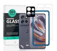 Ibywind 2 Piezas Protector Pantalla para Motorola Edge 50 Neo 5G 6,36"+1 Pieza Protección Cámara+1 Pieza Protector Trasera Fibra Carbono,Dureza 9H Cristal Templado,Fácil de Instalar