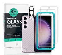 Ibywind 2 Piezas Protector Pantalla para Samsung Galaxy S24 6.2"(No para Samsung Galaxy S24 Plus/S24 Ultra)+1 Pieza Protector Cámar 1 Pieza Protector Trasera Fibra Carbono,Dureza 9H Cristal Templado
