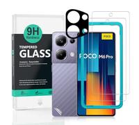 Ibywind 2 Piezas Protector Pantalla para Xiaomi Poco M6 Pro 4G 6.67"(No para Poco M6 Pro 5G/Poco M6 5G)+1 Pieza Protector Cámara+1 Pieza Protector Trasera Fibra Carbono,Dureza 9H Cristal Templado