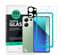 Ibywind 2 Piezas Protector Pantalla para Xiaomi Redmi Note 13 4G 6.7"+1 Pieza Protector Cámara+1 Pieza Protector Trasera Fibra Carbono,Dureza 9H Cristal Templado,Fácil de instalar