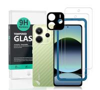 Ibywind 2 Piezas Protector Pantalla para Xiaomi Redmi Note 14 4G 6,67"+1 Pieza Protección Cámara+1 Pieza Protector Trasera Fibra Carbono,Dureza 9H Cristal Templado,Fácil de Instalar
