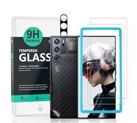 Ibywind 2 Piezas Protector Pantalla para ZTE nubia Red Magic 9 Pro/9 Pro Plus/9S Pro 5G 6.8"+1 Pieza Protector Cámar 1 Pieza Protector Trasera Fibra Carbono,Dureza 9H Cristal Templado
