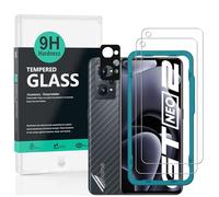 Ibywind Cristal Templado para Realme GT Neo 2/Realme GT 2/Realme GT Neo 3T (5G),con Metálico Protector de Lente de Cámara,Atrás Pegatina Protectora Fibra de Carbono,