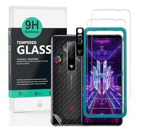 Ibywind Cristal Templado para Redmagic 7 5G 6.8"[2 Piezas],con Metálico Protector de Lente de Cámara,Atrás Pegatina Protectora Fibra de Carbono, Kit de instalación fácil
