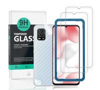 Ibywind Cristal Templado para Xiaomi Mi 10 Lite [2 Piezas],con Protector de Lente de Cámara,Atrás Pegatina Protectora Fibra de Carbono,Incluyendo Kit de instalación fácil