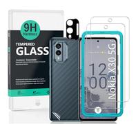 Ibywind Protector de pantalla para Nokia X30 5G(6.43 pulgadas),con 2 piezas de Cristal Templado,1 pieza de protector de lente de cámara,1 pieza de película de fibra de carbono trasera