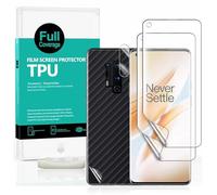 Ibywind Protector de Pantalla para OnePlus 8 Pro [2 Piezas],con Protector de Lente de Cámara,Atrás Pegatina Protectora Fibra de Carbono,[Admite la función de Huella Digital]