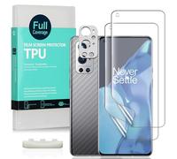 Ibywind Protector de Pantalla para OnePlus 9 Pro 5G(6.7") [2 Piezas],con Metálico Protector de Lente de Cámara,Atrás Pegatina Protectora Fibra de Carbono,[Admite la función de Huella Digital]