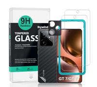 Ibywind Protector de Pantalla para Realme GT 7/GT 7T 5G,2 Piezas Dureza 9H Cristal Templado y Protector de Lente de Cámara,Fácil de Instalar,Compatible Detector Huellas,Anti Arañazos,Sin Burbujas