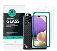 Ibywind Protector de pantalla para SamSung Galaxy A32 5G(6,5 pulgadas),con 2 piezas de Cristal Templado,1 pieza de protector de lente de cámara,1 pieza de película de fibra de carbono trasera