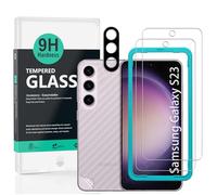 Ibywind Protector de pantalla para Samsung Galaxy S23 5G(6.1 pulgadas),con 2 piezas de Cristal Templado,1 pieza de protector de lente de cámara,1 pieza de película de fibra de carbono trasera