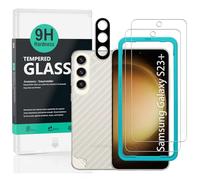 Ibywind Protector de pantalla para Samsung Galaxy S23 Plus/S23+ 5G(6.6"),con 2 piezas de Cristal Templado,1 pieza de protector de lente de cámara,1 pieza de película de fibra de carbono trasera