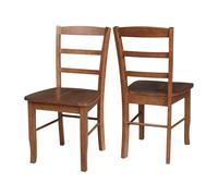 IC International Concepts Madrid - Juego de 2 sillas con respaldo de escalera, modelo C42-2P, ideal para comedor y cocina, acabado de roble envejecido