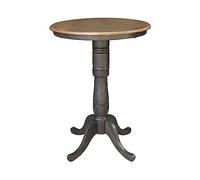 IC International Concepts Mesa de comedor con pedestal redondo, altura de barra, nogal nogal/carbón lavado