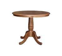 IC International Concepts Mesa de comedor con pedestal redondo de 36 pulgadas, construcción de madera resistente, ideal para cocina y comedor, 29.1 pulgadas de altura, acabado de roble envejecido