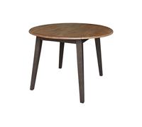 IC International Concepts Mesa de comedor redonda de doble caída de 42 pulgadas, madera maciza, diseño versátil que ahorra espacio, nogal y carbón lavado