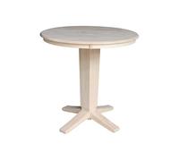 IC International Concepts Mesa de comedor sin terminar con pedestal de altura de encimera redonda de 91,4 cm