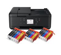 IC-Office TR7650 - Impresora multifunción 4 en 1 (impresión, copia, escaneo, fax, ADF, Wi-Fi, AirPrint) negro + 15 cartuchos de tinta XXL