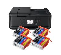 IC-Office TR7650 - Impresora multifunción 4 en 1 (impresión, copia, escaneo, fax, ADF, Wi-Fi, AirPrint) negro + 20 cartuchos de tinta XXL