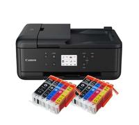 IC-Office TR7650 - Impresora multifunción 4 en 1 (impresión, copia, escaneo, fax, ADF, Wi-Fi, AirPrint) negro + 10 cartuchos de tinta XXL