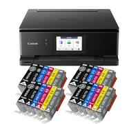 IC-Office TS8750 Impresora multifunción de inyección de tinta 3 en 1 (impresión, copia, escaneo, tarjeta SD, dúplex, WLAN, Airprint), negro + 24 cartuchos de tinta XXL
