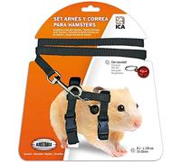 ICA DA978 Set de Arnés y Correa para Hámster, Negro, Ajustable