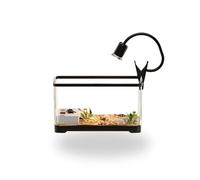 ICA Vision 360 Kit Tortuguera Negro, Acuario para Tortugas con Lámpara, 30x18x19 cm