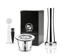 Icafilas Cápsulas de café de acero inoxidable y metal reutilizables para Nes-presso,Cápsulas recargables para el hogar o para cafeterías,Tamper + Capsule