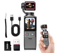 icamdoor Cámara de vlogging 4K con pantalla táctil HD, cámara de acción de bolsillo WiFi, cámara corporal antivibración para viajes, videocámara de enfoque automático con tarjeta SD de 64 GB, lente