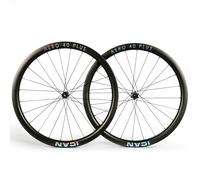 ICAN AERO 40 Plus Disc - Juego de ruedas de carbono para bicicleta de carretera de 40 mm, 1382 g, freno de disco 700C, 23 mm de ancho interior, sin cámara, compatible con Road HG Freehub, disco AERO