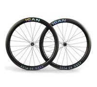 ICAN AERO 50 Plus Disc - Juego de ruedas de carbono para bicicleta de carretera de 1400 g, freno de disco 700C, 23 mm de ancho interior, sin cámara, compatible con Road HG Freehub, disco AERO 50 Plus