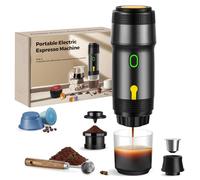 ICARE Cafetera Portatil Capsulas, Espresso Machine 3 en 1, 20BAR Presión, 92°C Extracción, Batería 7500mAh, Carga USB/Coche, para Café Molido y Cápsulas Pequeña/Grande (Negro)