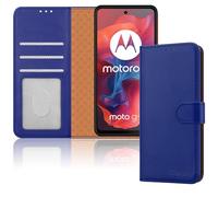 iCatchy Funda para Motorola Moto G04 G04s / G24 de piel tipo cartera tipo libro con función atril, protección magnética, bloqueo RFID, a prueba de golpes, compatible con teléfono Motorola G04 (azul)