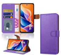 iCatchy Funda para TCL 605 con 3 ranuras para tarjetas, cartera de piel, con bloqueo RFID, cierre magnético, función atril, a prueba de golpes, funda protectora compatible con TCL 605 (Lilac)