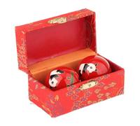 ICDKOYK 2 Bolas de Masaje con Caja de Almacenamiento, Bolas Baoding para Personas de Mediana Edad, Color Verde chisme, Panda Rojo, Diámetro 42 mm